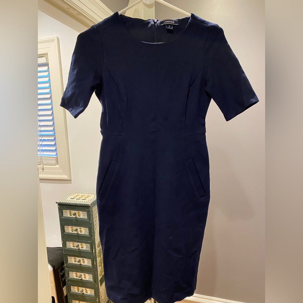Lands' End Navy Sheath Dress - Picture 1 of 5